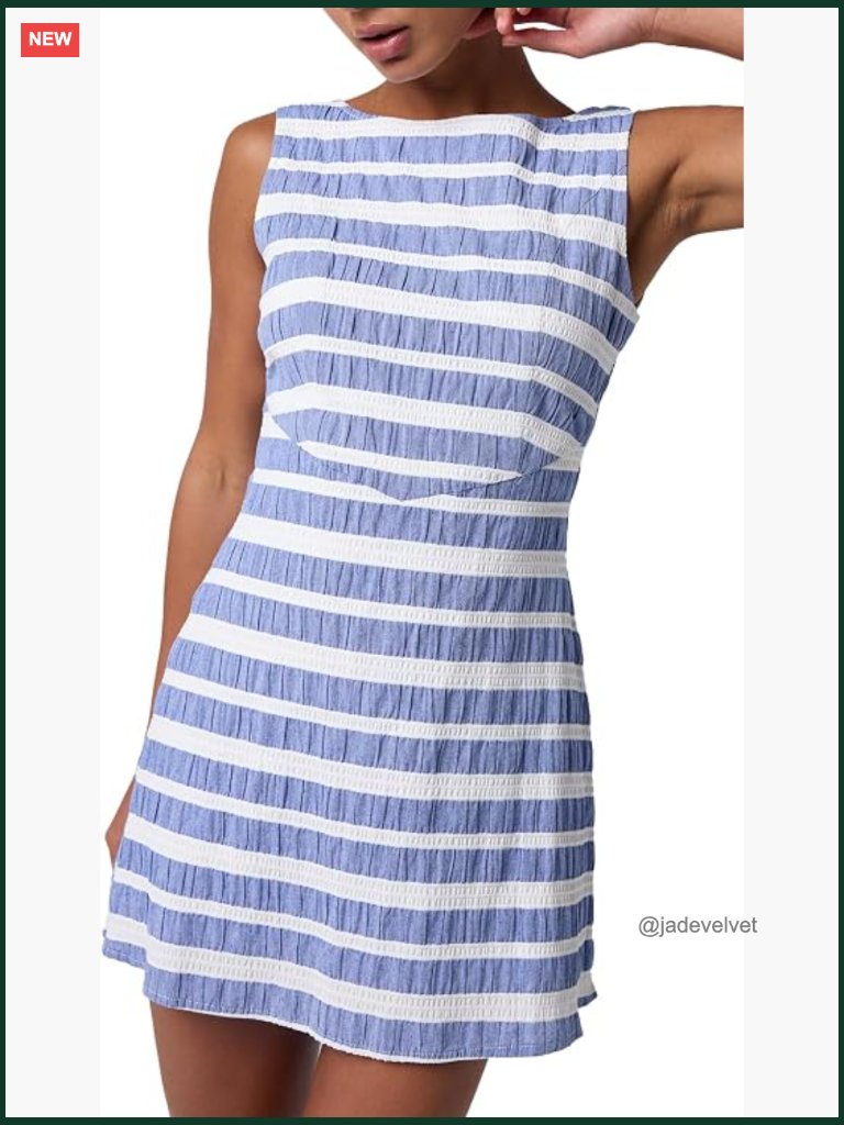 High Neck Deep V Back Sleeveless Mini Dress Summer Vacation